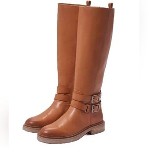 Sam Edelman NEW NIB Freda Cashew Leather Round Toe Knee High Boots Zipper